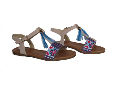 Mbbvs Little Girls Aztec Design Gladiator Flat Sandals Coral Tassels  Darian1k