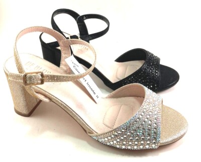 De Blossom Martine-23 Mid Block Heel Rhinestone Dress Sandal Choose Sz/Color