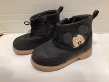 Mickey Mouse Toddler Ankle Boots Size 7 Zipper Black With Mickey