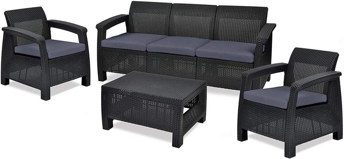 CORFU MAX 3 1 1 KETER LOVE GARDEN SET 5 SEAT GRAPHITE DARK GREY
