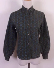 vintage 50s 60s Laura Mae LIFE Blouse Button Down Up Front Foulard SZ 32 / 9