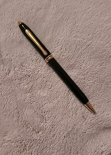 Vtg Cross Townsend Black W/ Gold Plated Trim Ball Point Pen Needs Ink USA Made. - Picture 5 of 17