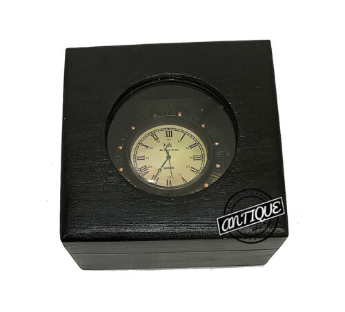 Vintage Wooden Desk Clock Office Retro Victorian Home Décor Brass Mother's Gift - Picture 5 of 5