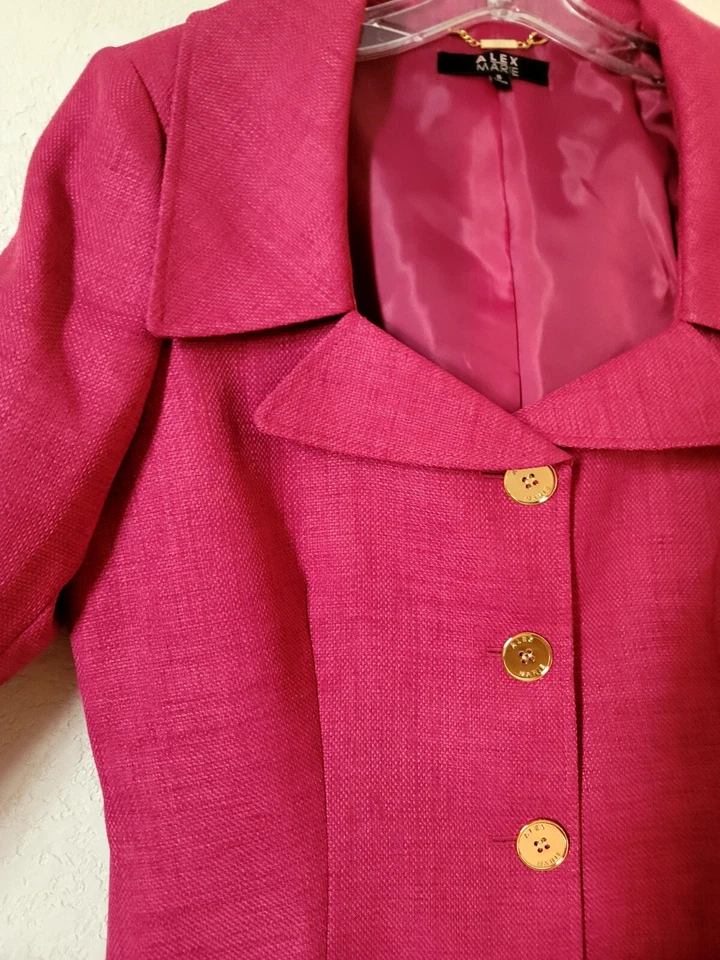 NWT Alex Marie Blazer Women Sz 8 Pink Kalinda Notch Collar Three Button Jacket - Image 4 of 4