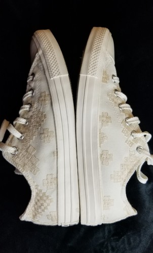 Converse AS Chuck Taylor Shoes Womens 9.5 White&Beige Embroidery MINT - Picture 4 of 14