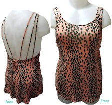 Bar III Sleeveless Animal Print Peach Mini Low Back Swim Dress Cover-Up S 1Pc.