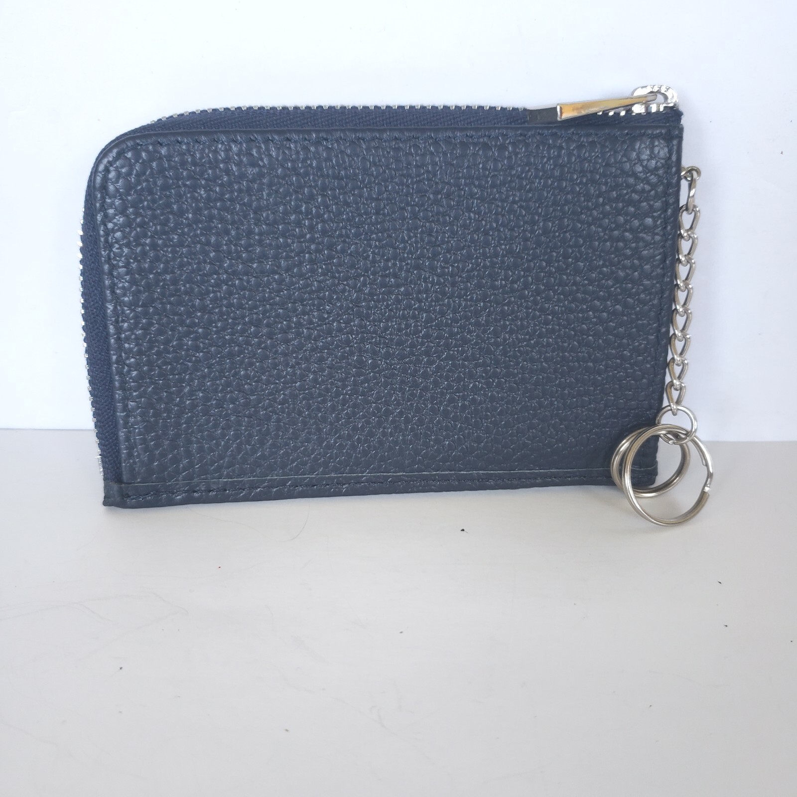STREAM Navy Blue Leather Coin Purse with Key Ring and Card Wallet-image
