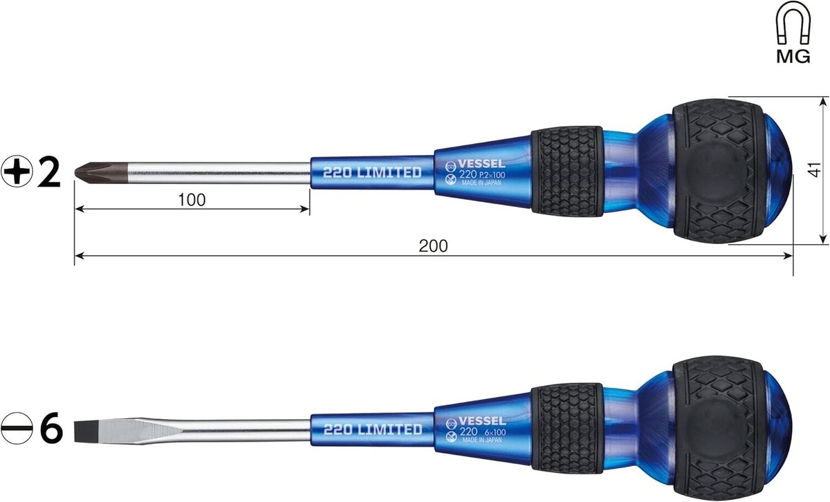 VESSEL 220-2PS-PBL Limited Premium Color Ball Grip Driver Brue 2