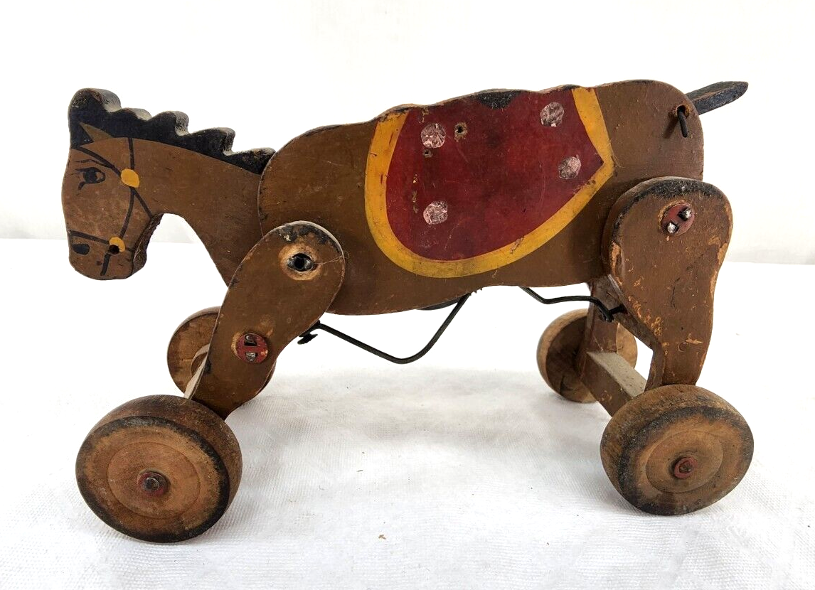 Japan Wind Up Bucking Wooden Horse Toy Vintage | eBay