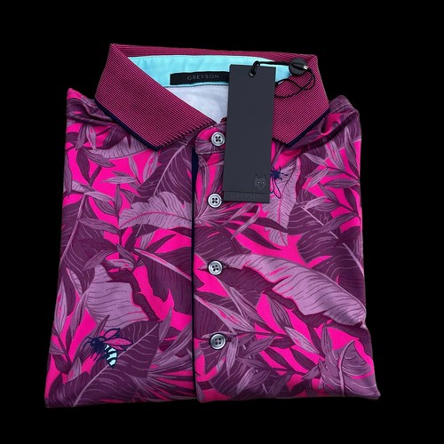 Greyson Golf Lost World Floral Print Short Sleeve Polo Shirt Hawkeye Medium $118 - Picture 9 of 9