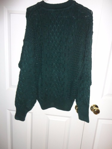 STRUCTURE MEN'S FULL SLEEVES CREW NECK GREEN COTTON AND RAMIE SWEATER SIZE L NWT - Picture 4 of 8