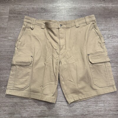 Duluth Trading Shorts Menss 46 Beige Cargo Flex Fire Hose 11 in Workwear Canvas