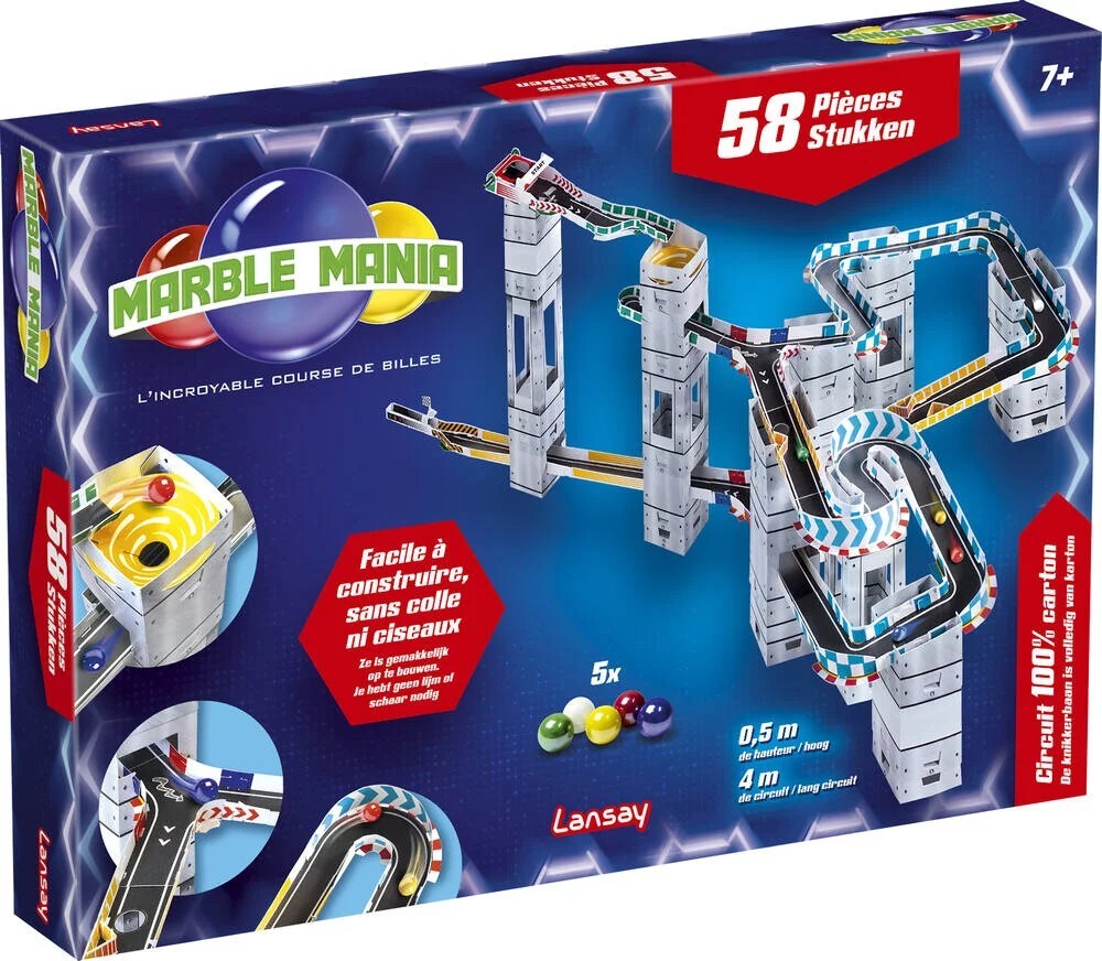 Course de billes Marble Mania en bois de hêtre naturel pour enfants dès 5 ans