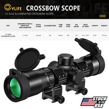 1.5-5x32 Crossbow Scope Ballistic Reticle Red Green Dual Illuminated Optic Scope