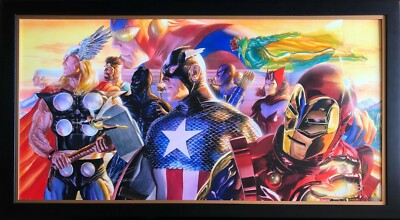 ALEX ROSS rare AVENGERS INVINCIBLE oversized CANVAS framed SIGNED