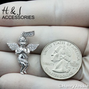 Authentic MEN WOMEN 925 STERLING SILVER CZ LITTLE ANGEL SILVER/GOLD PLATED PENDANT*ASP349