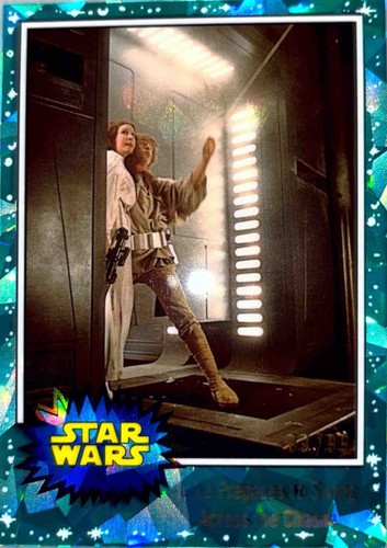 2022 Star Wars topps chrome Sapphire #43 /99 aqua Luke Prepares to Swing Across