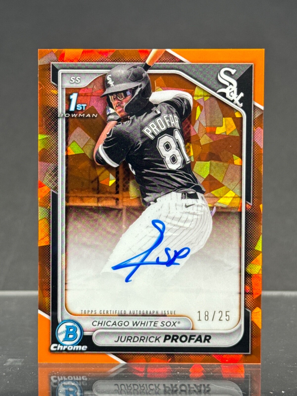 Jurdrick Profar 2024 Bowman Chrome SAPPHIRE 1st Orange Sapphire Auto /25 CPA-JPR
