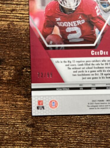 2021 Panini Mosaic Draft Picks Rosso /99 #90 CeeDee Lamb Rookie quasi nuovo + 2i3 - Foto 3 di 3