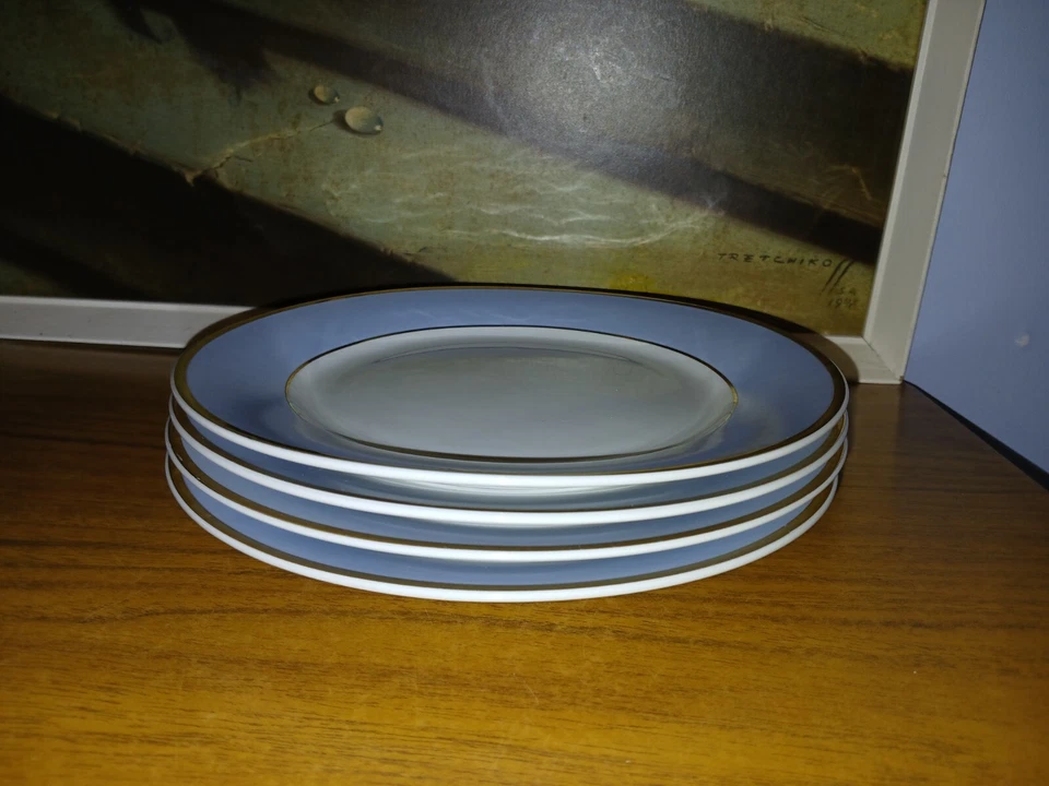 4x Royal Doulton 2004 Bruce Oldfield Blue/White Salad/Starter Plates 20cm VGC - Image 4 of 4