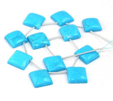 Natural Turquoise Square Shape Smooth One Sided Flat Surface 13-14 MM Briolette
