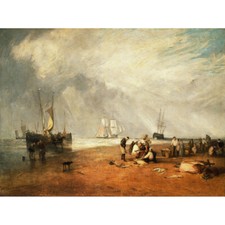 Turner The Fish Market At Hastings Beach Canvas Art Print Poster