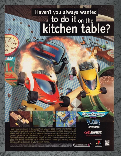 Micro Machines V3 Midway Playstation 1 PS1 Original 1997 Vintage Print Ad Art 