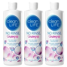 3 Pack No Rinse Shampoo  by CLEANLIFE 16 Oz (473ml)  Each Fast Shipping