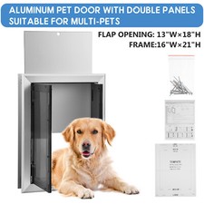16'' x 21'' Aluminum Pet Large Dog Door for Exterior Door Double Magnetic Flaps