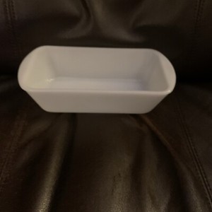 Vintage GLASBAKE J522 Loaf Pan White Baking Dish Microwave Safe 10” X 5”