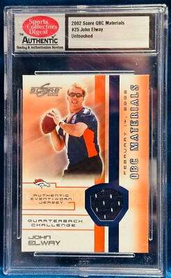    John Elway 2002 Score QBC Materials Jersey Untouched #25 SCD AUTHENTIC   