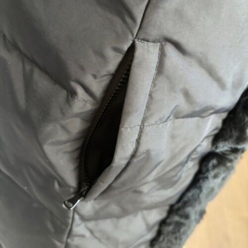 Dana Buchman Down Filled Puffer Coat Fur Trim Size S Black Winter Quilted - Picture 4 of 10