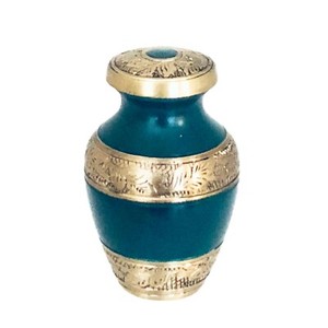 Well Lived® Green and Brass Adult Cremation Urn for human ashes