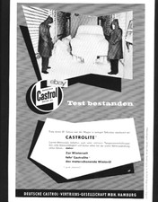 CASTROL MOTOR OIL CO WAKEFIELD 1960 TEST BESTANDEN TO MINUS 30 CELSIUS GERMAN AD