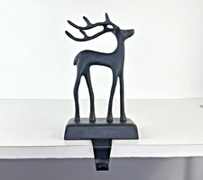 Pottery Barn Christmas Santa’s Sleigh Reindeer Black Deer Stocking Holder Heavy