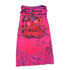 Knitro LOVE KILLS Rare Y2K Crystal Pink Tube Dress Made in USA One Size Clubwear