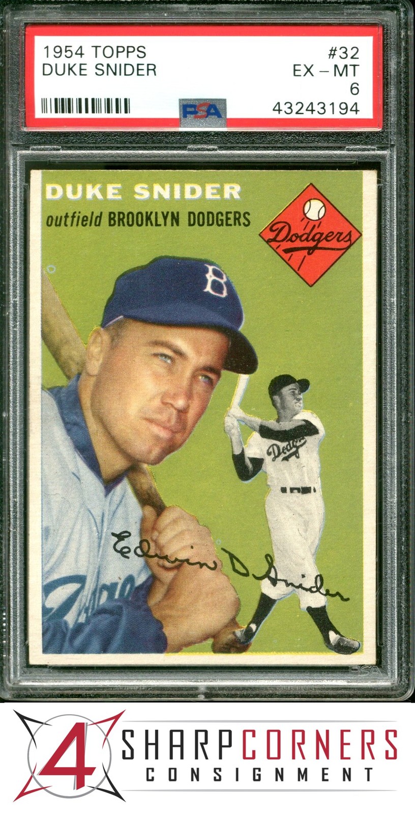 1954 TOPPS #32 DUKE SNIDER DODGERS HOF PSA 6