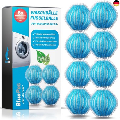 BluePet  8x Fusselbälle für die Waschmaschine - Entfernt Tierhaare, Fusseln &a