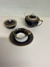 Kaffeeservice Weimar Porzellan Kobalt Blau Goldrand 1Person Teeservice 