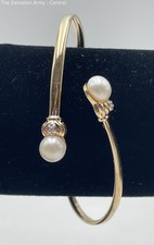 10K Yellow Gold Fine Jewelry Diamond Polished Bangle Bracelet 4.92g