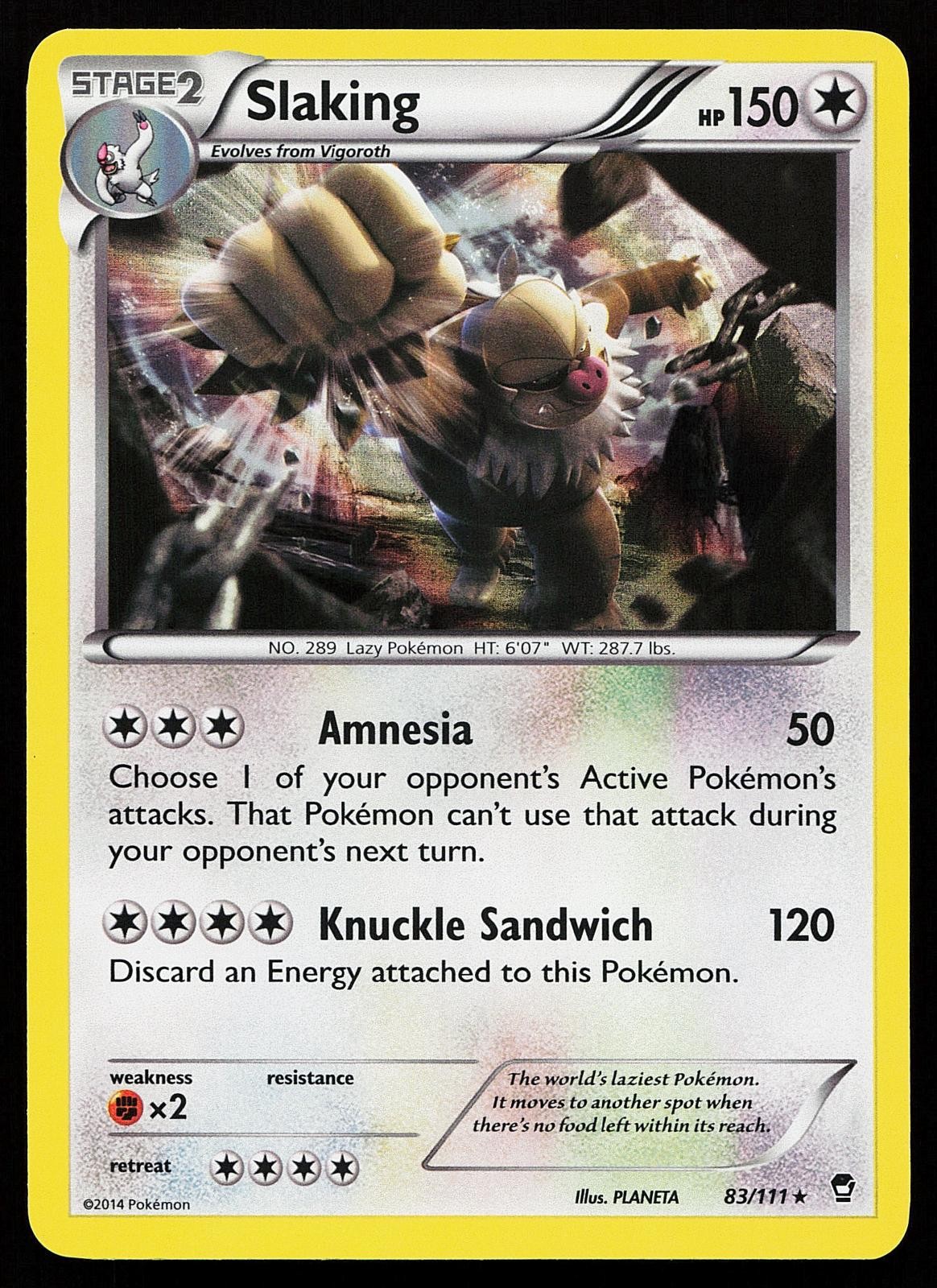 Slaking 83/111 Holo Rare Furious Fists Pokemon Card