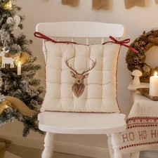 Clayre&Eef Stuhlkissen, Sitzkissen, Hirsch, Weihnachtsdekoration