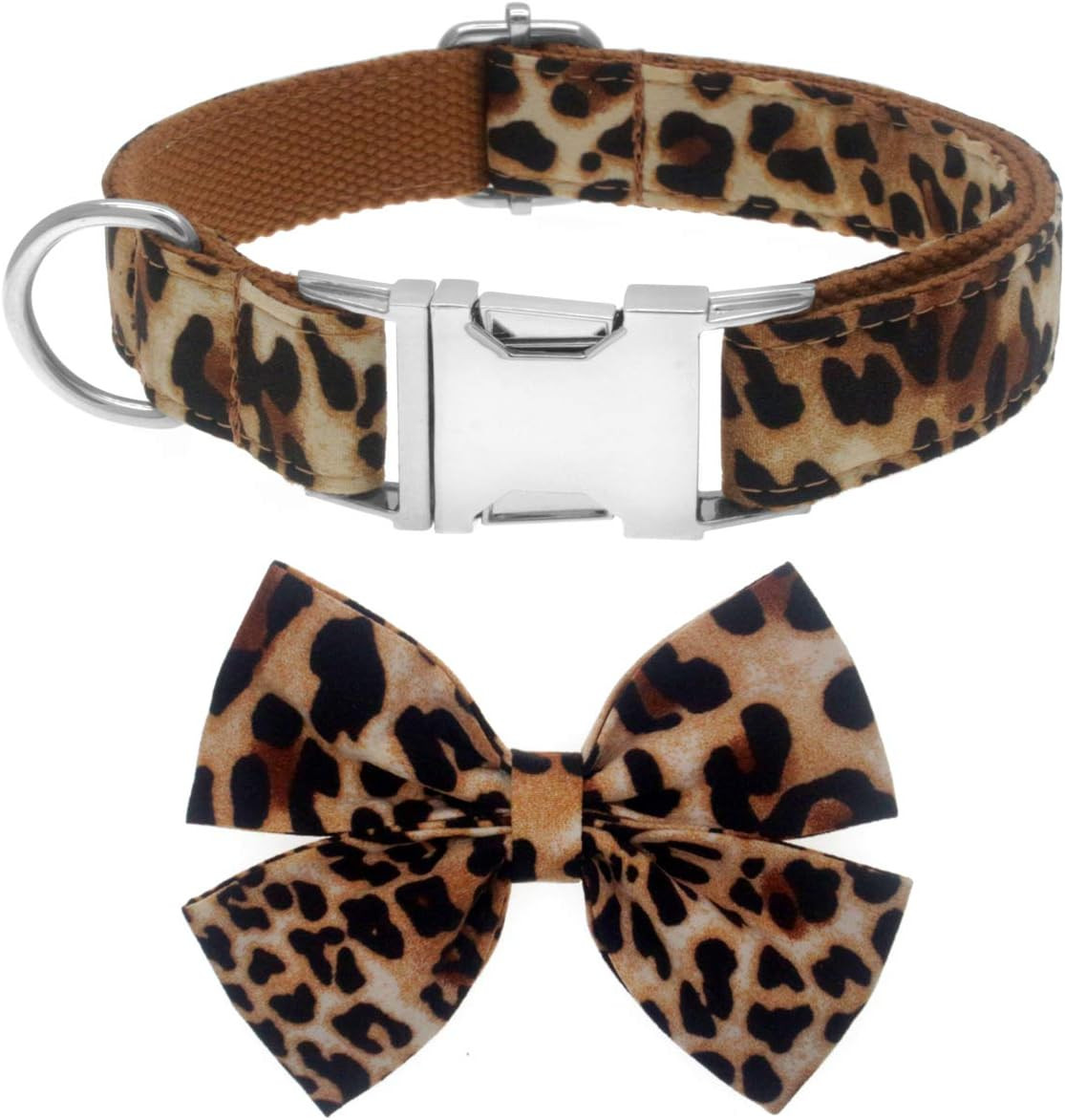 Dog Collar with Bow, Cotton & Webbing, Detachable Bowtie Dog Collar, Adjustable - Thumbnail 10