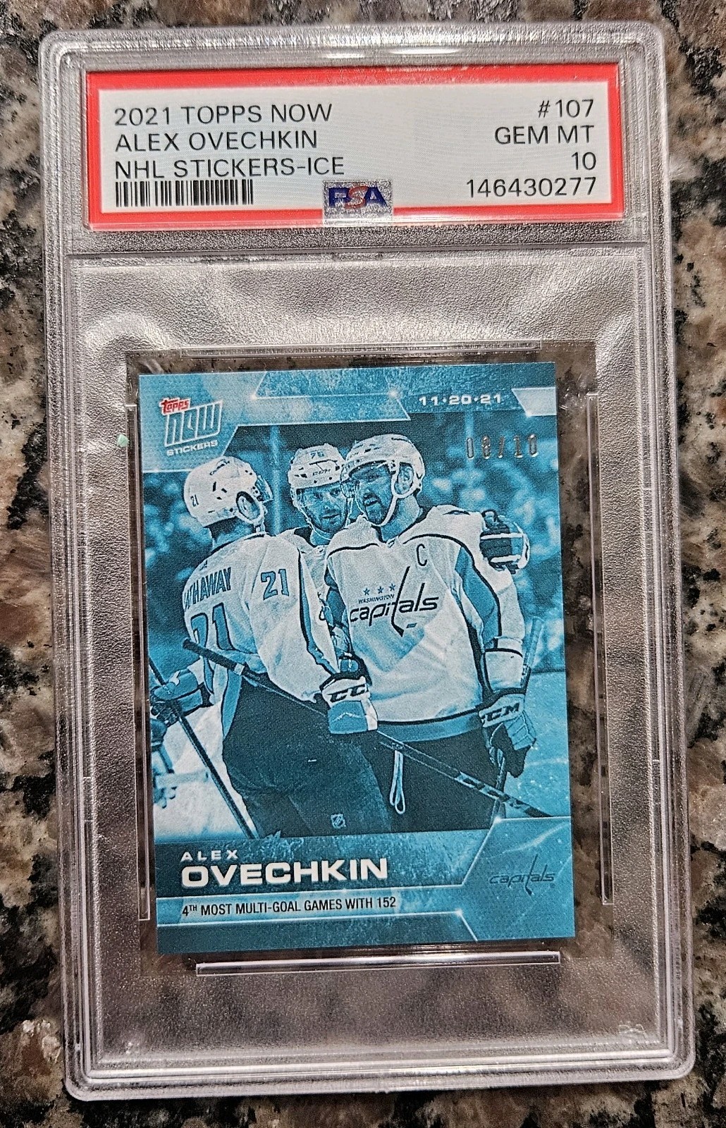 Alex Ovechkin /10 PSA 10 Topps Now Ice *JERSEY NUMBER MATCH 8/10* Captials