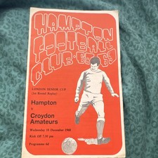 Hampton V Croydon Amateurs London Senior Cup 1st Rd Replay 18 Dec 68 Programme