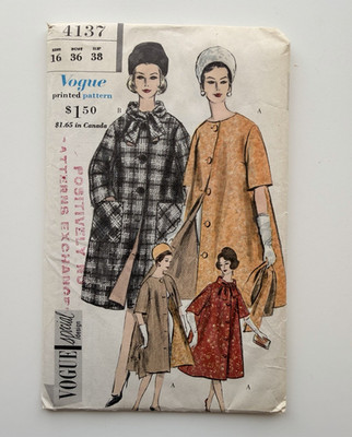 Vogue Women's Vogue Style Reversible Coat Vintage Original Pattern 4137 Size 16