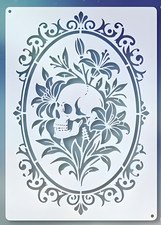 Skull Floral Frame Stencil 8x12 Gothic Flower Bordered Craft Reusable Template