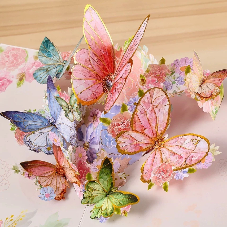 3D Pop Up Butterfly Greeting Card Anniversary Birthday Mother's Day Gift For Her - Image 3 of 4