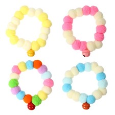 4 Pcs Elastic Plush Cat Collar Pet Necklace for Outdoor Walking Party