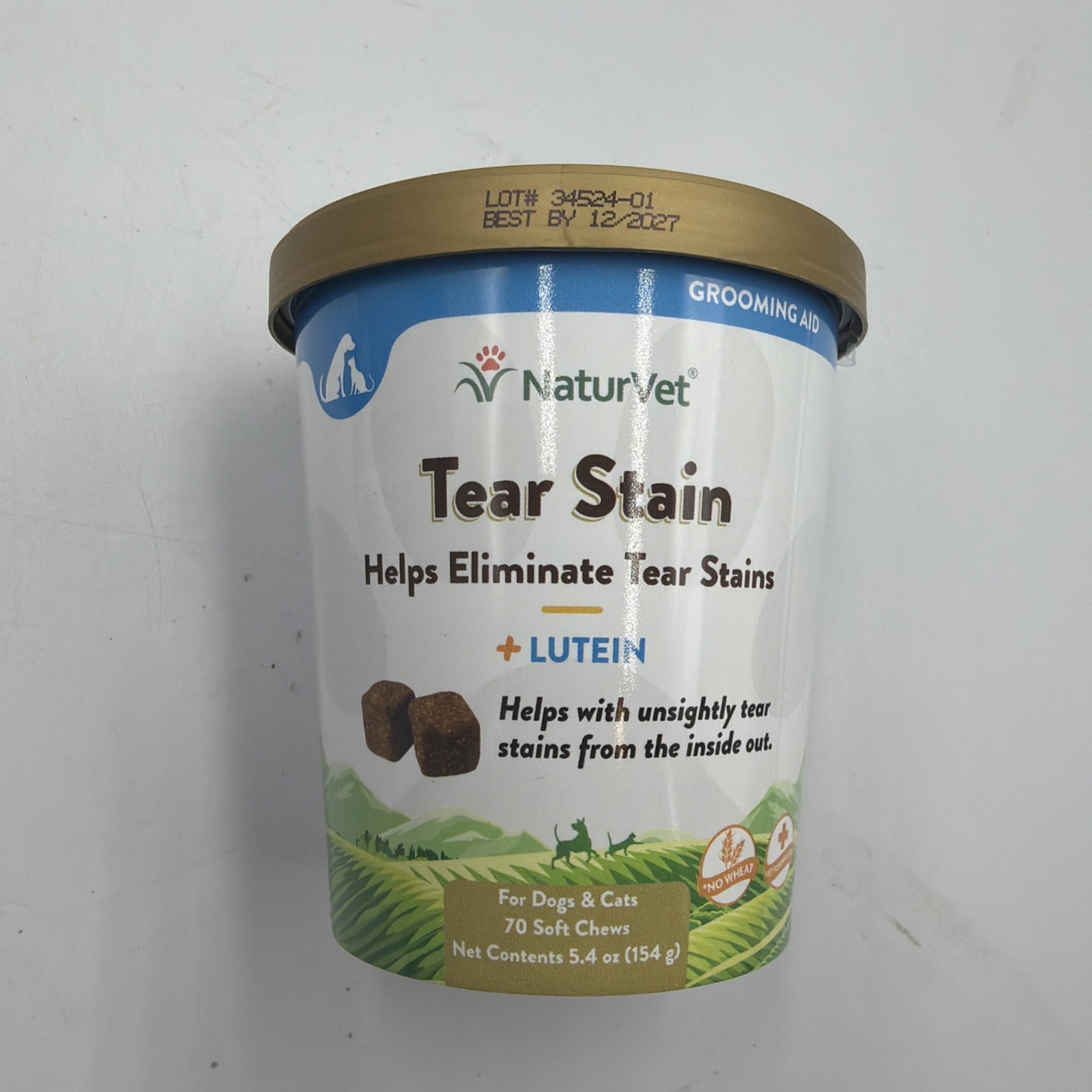 NaturVet Tear Stain Helps Eliminate Tear Stains Dogs & Cats 70 Soft Chews